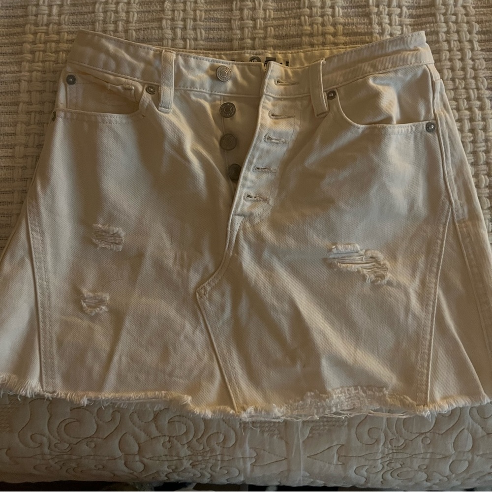 Free people white denim skirt